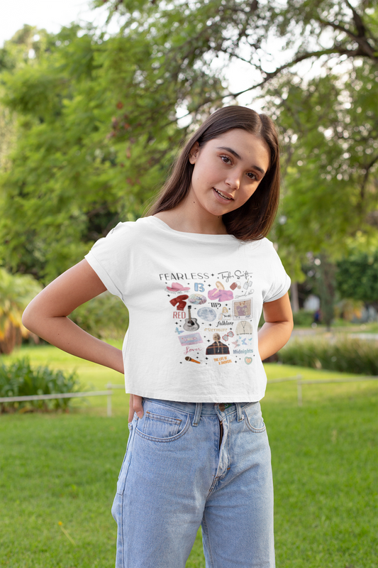 12 Albums Illustrated Crop Top