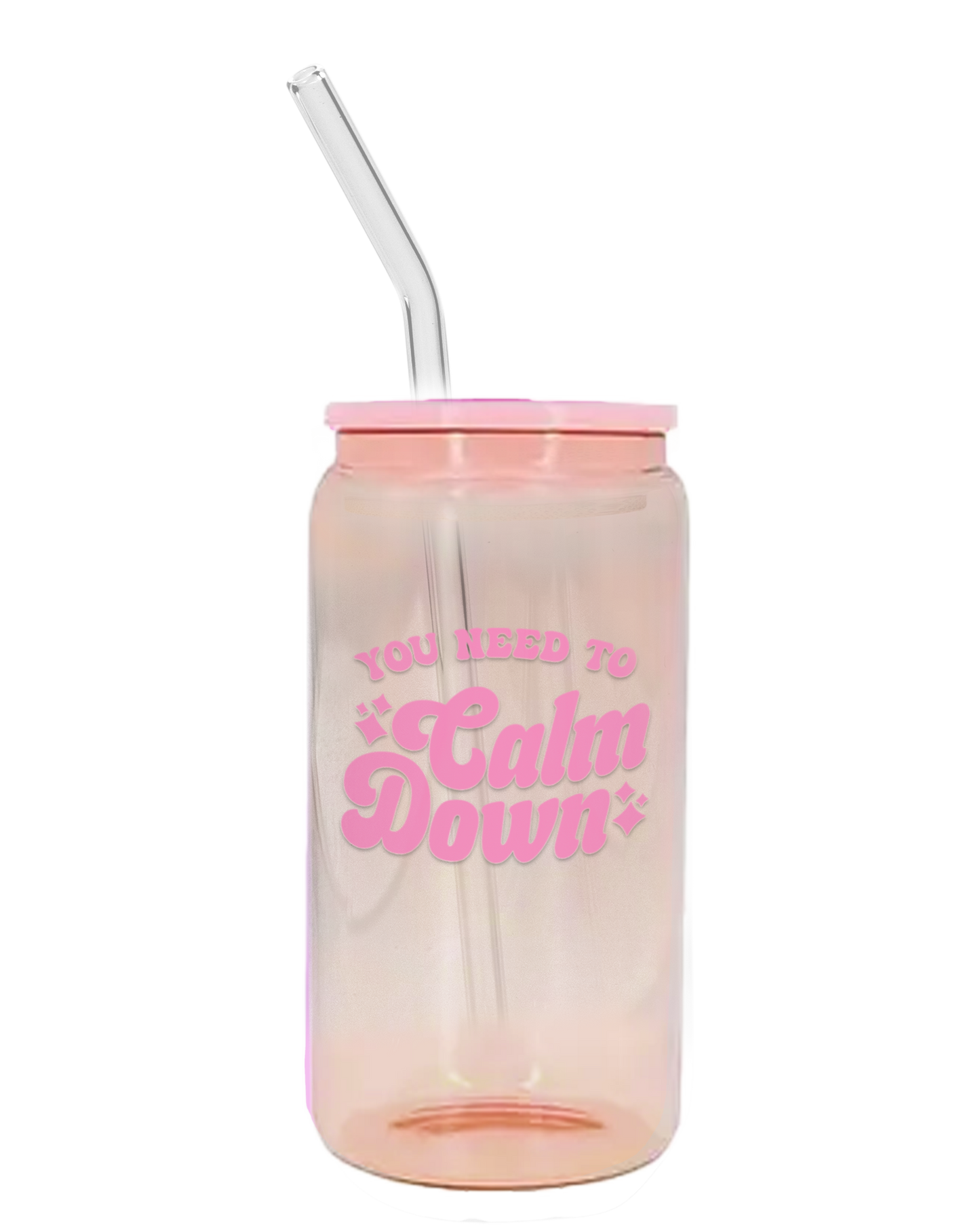 You need to Calm Down Glass Tumbler - Light Pink